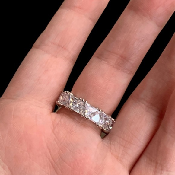 TRILLION CUT DIAMOND ETERNITY RING - Picture 7 of 7